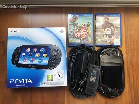 PS vita + dois jogos + cartão memória + Bolsa