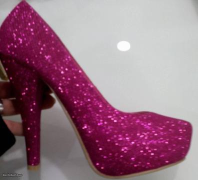 Sapatos de cerimonia ou noiva glitter rosa novos