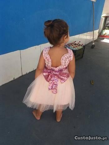 Vestido de menina 2/3 Anos para festa Rosa