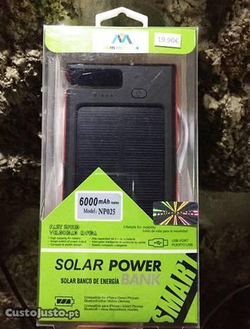 PowerBank Solar c/ Lanterna e 2 saídas USB-6000mAh