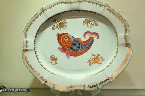 RARA Grande Travessa em Porcelana Chinesa Carpa XX