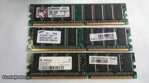 3 Memórias SDRam 256Mb DDR PC3200u 400MHz