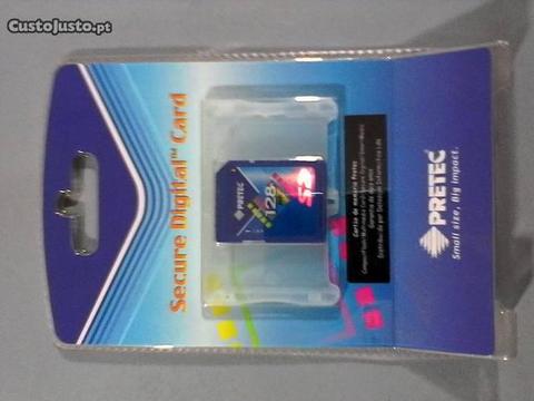 Cartão de Memoria Pretec SD card de 128mb na caixa