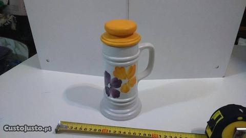 Caneca Decorativa Porcelana c/ Tampa pintada à mão