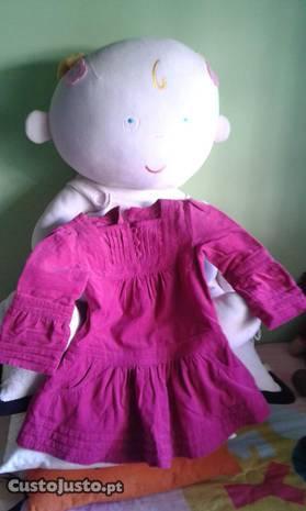Vestido em bombazine rosa
