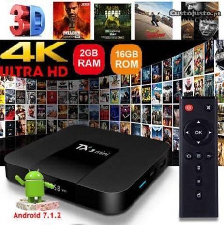 TV Box Android TX3, 4K, com milhares de Canais