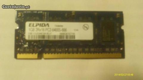 Memória Elpida 1Gb SoDimm DDR2 PC6400 800MHz