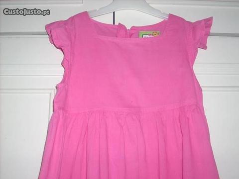 Vestido rosa 100% algodão, 8-9 anos