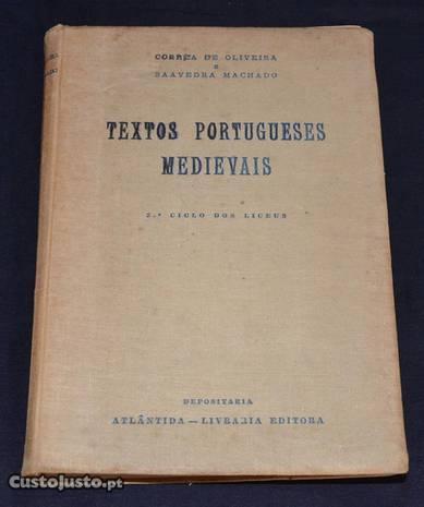 Livro Textos Portugueses Medievais 1ª edição 1959