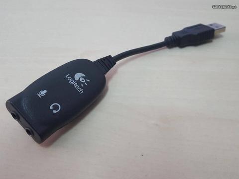 L226 Placa Som USB Logitech externa entrada Audio