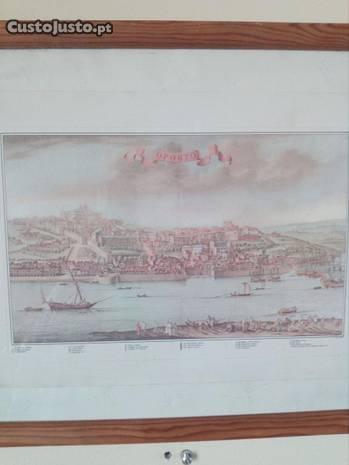 Gravura colorida Porto 1736