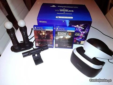 PS4 VR V2 + Camera PS4 V2 + 2 Moves + 2 Jogos