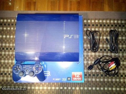 PS3 Slim 12Gb Azul (Como Nova)