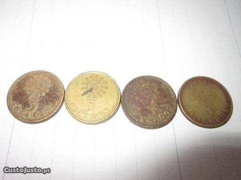 lote de 4 moedas antigas de 5 escudos