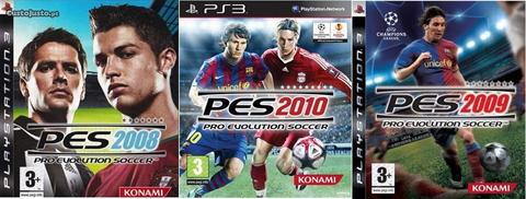 Pack 3 PES Pro Evolution Soccer 2008, 2009, 2010 P
