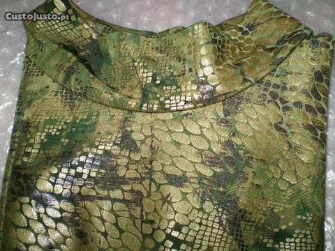 2693 - camisola de senhora verde musgo/dourado, M