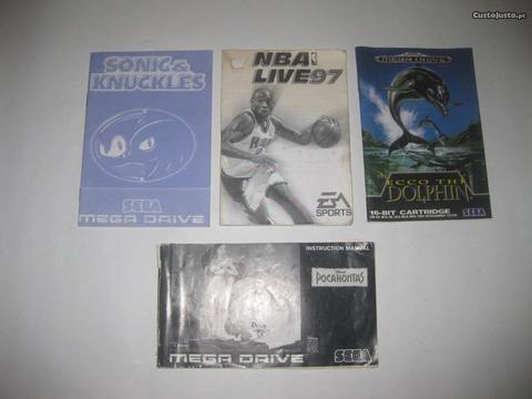 4 Manuais para jogos Sega Mega Drive