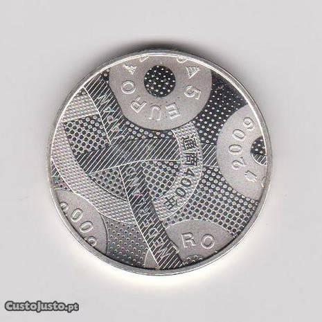 Moedas 5 euro prata Holanda 2009 a 2011