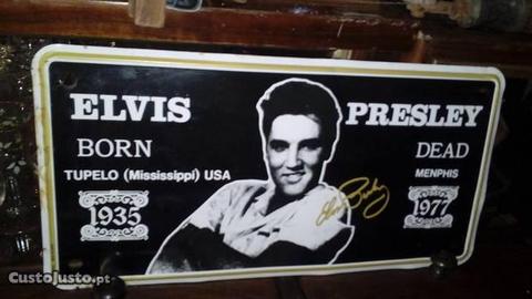 Placa metal elvis presley antiga 30cm