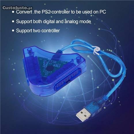 Adaptador de comando PS1 e PS2 para USB PC NOVO