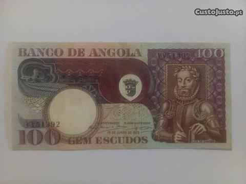 Nota 100 escudos - cem escudos - Angola - 1973