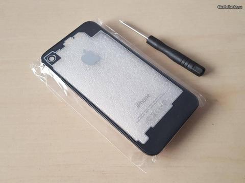 R017 Capa Transparente iPhone 4 Preta + Ferramenta
