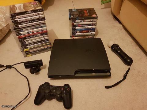 PS3 com Playstation Move + jogos