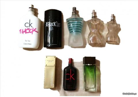 Conjunto de 8 frascos de perfume vazios de várias