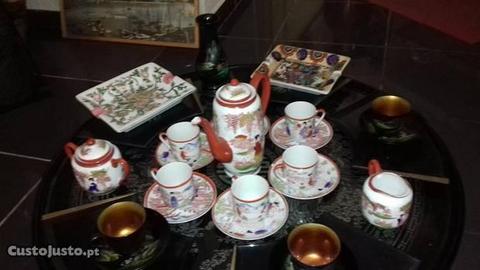Serviço de chá para 6 pessoas porcelana kutani jap