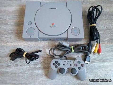 PlayStation 1 (com chip) + DualShock (como nova)