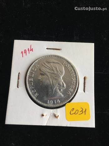 Moeda 50 Centavos de 1914, em prata