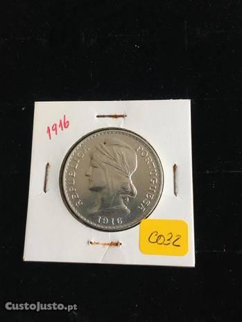 Moeda 50 Centavos de 1916, em prata