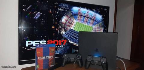 Ps4 Slimde 1TB + 2 comandos Originais Sony + Pes17