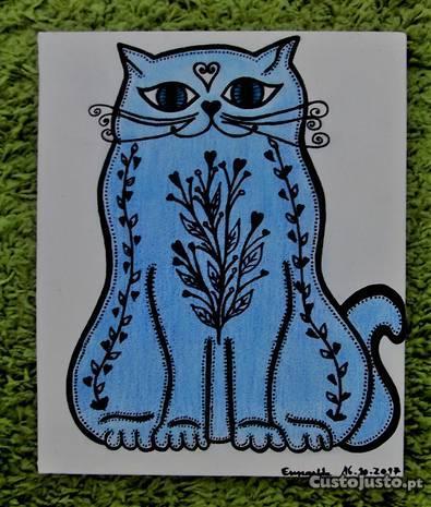 Quadro decorativo Gato azul