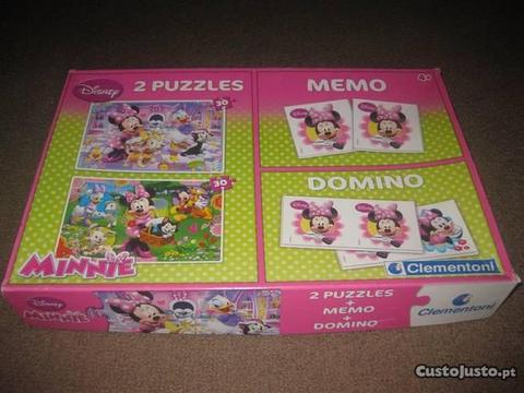 Jogo com 2 Puzzles + Memo + Dominó da Minnie