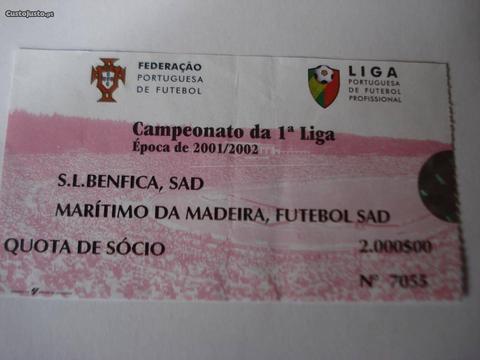 Bilhete Futebol:Benfica/Marítimo da Madeira