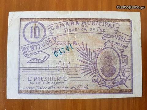 Nota /cédula camarária 1921 Figueira da Foz (RARA)