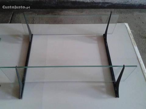 Conjunto de 2x2 prateleiras vidro e metal C/OFERTA