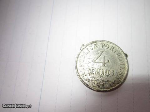 moeda muito antiga 4 centavos de 1917