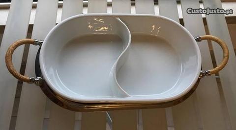 Travessa em S porcelana e metal