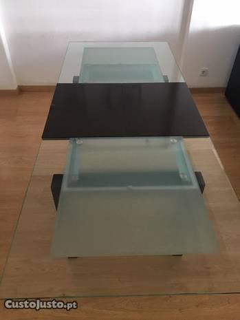 Mesa jantar extensível vidro design contemporâneo