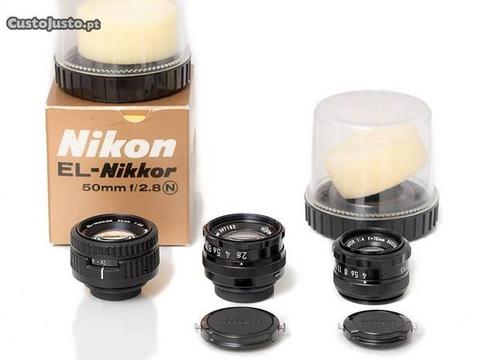 Objectivas ampliação Nikon EL 50mm F/2.8, 75mm F/4