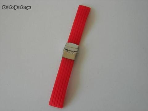Bracelete Borracha Vermelho 20mm 22mm 24mm Báscula
