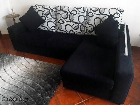 Sofá chaise longue - Preto e Branco