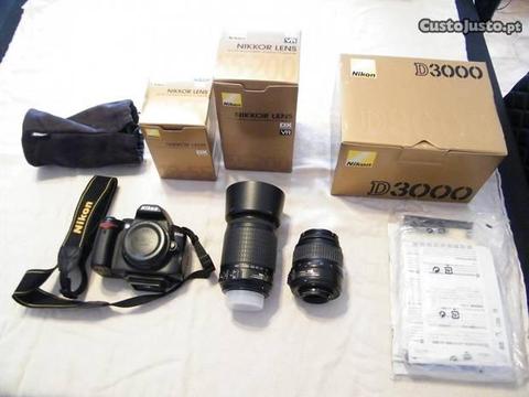 Nikon D3000 + objetiva 18-55mm e objetiva 55-200