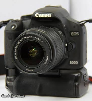 Canon D500 + Lente 15-55mm+55-250mm + Grip + Flash