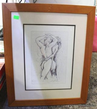 Quadro de Nus com Moldura em Madeira