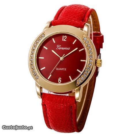 Relógio de senhora Geneva vermelho
