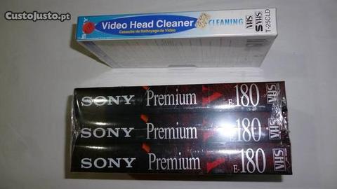 cassetes VHS virgens seladas+ k7 limpeza