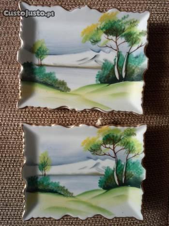 Quadros em porcelana miniatura pintado à mão 9X8cm